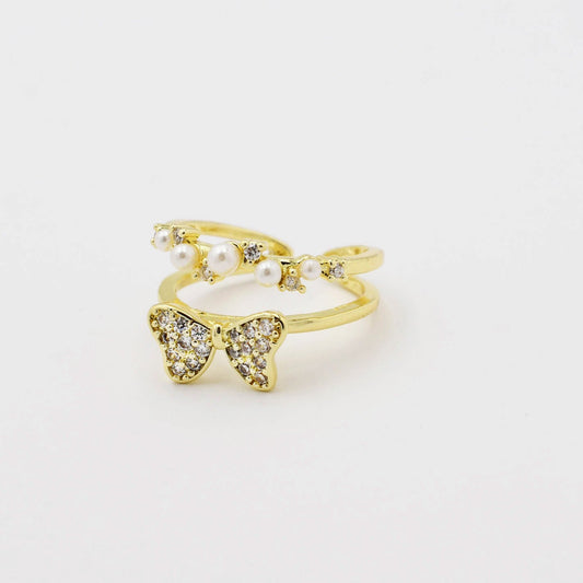 Pearly Bow Gold O35
