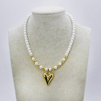 Pearly Teardrop Heart Necklace
