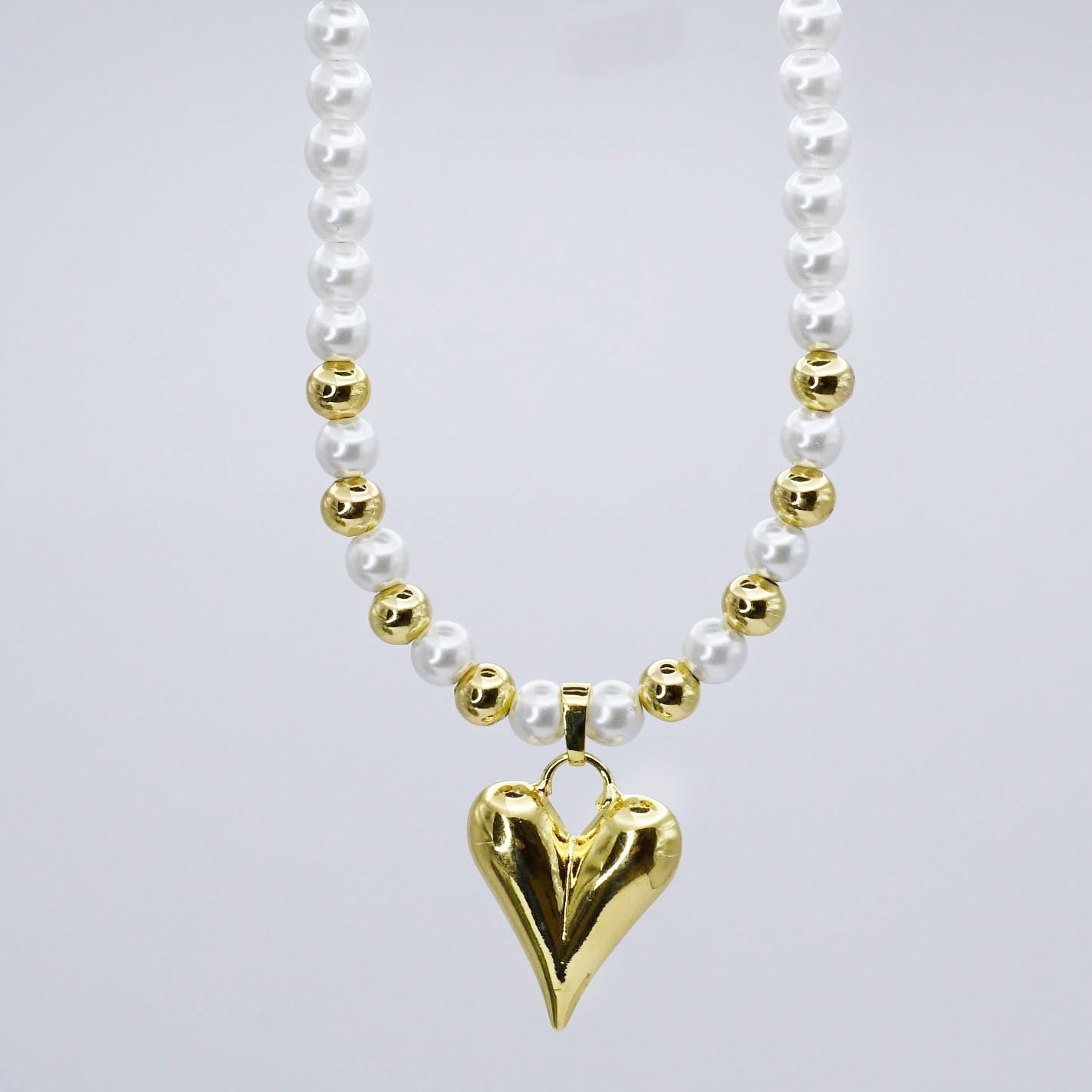 Pearly Teardrop Heart Necklace