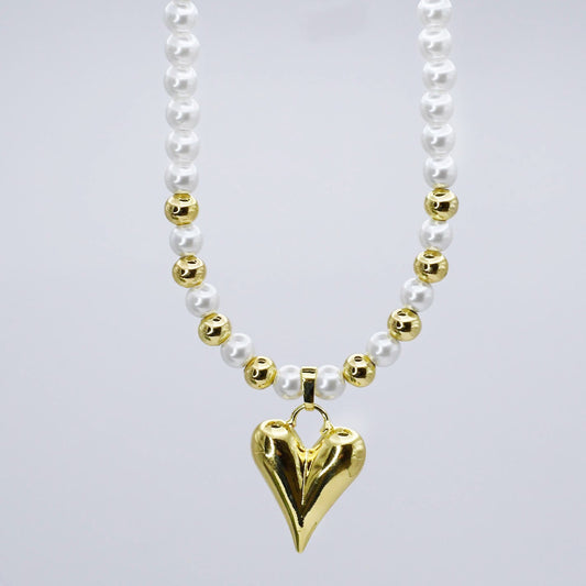 Pearly Teardrop Heart Necklace