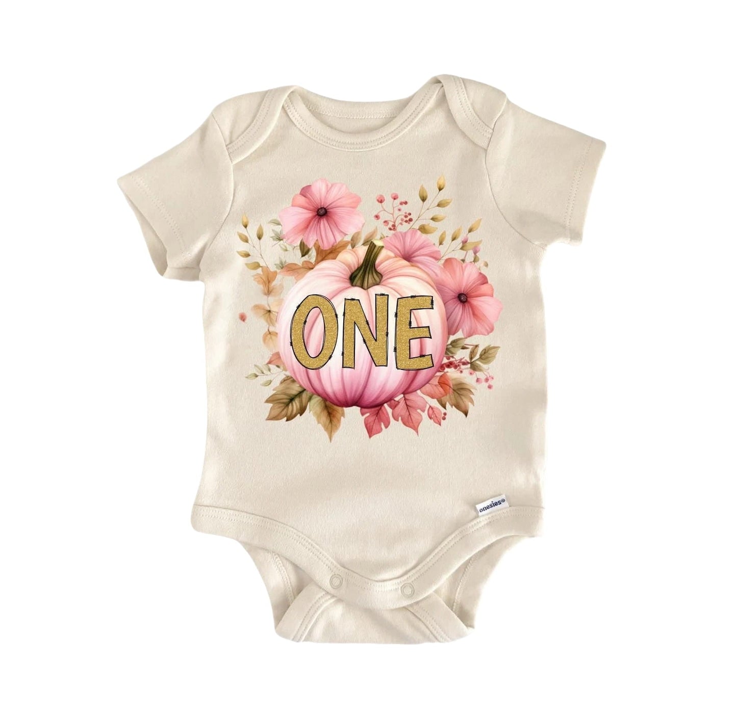 Pink Fall Pumpkin Newborn Baby Onesie® Bodysuit