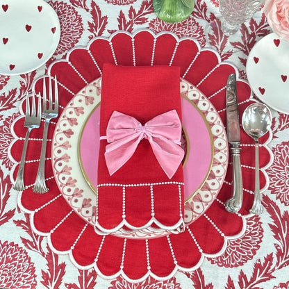 Pink: Velvet Bow Napkin Ties - (Set of 4)