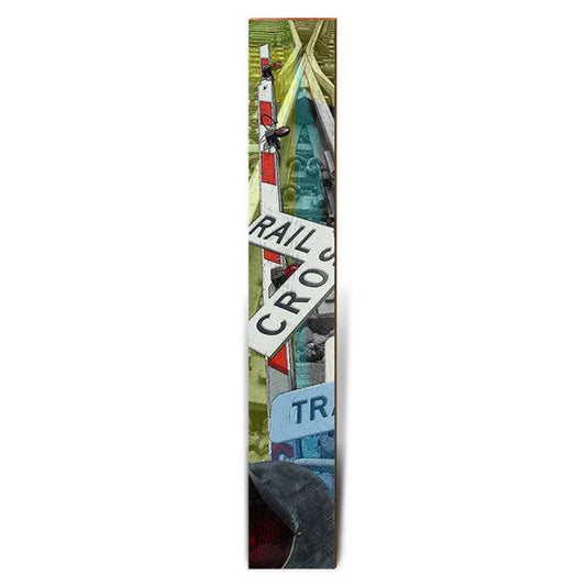 Railroad Crossing Large | Wall Art Print on Real Wood