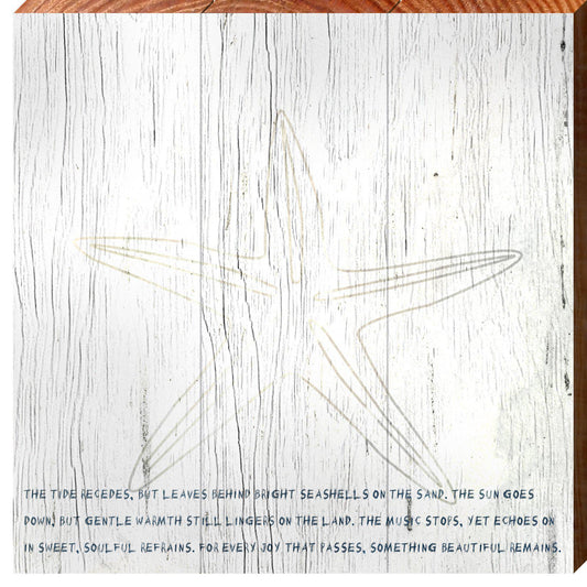 Tide Receds Starfish | Wall Art Print on Real Wood