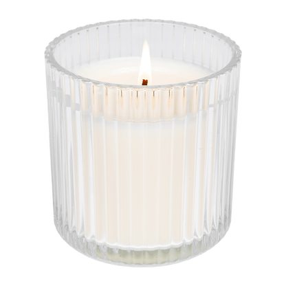 Christmas Fluted Soy Candle - Ribbed Glass Jar - 12 oz