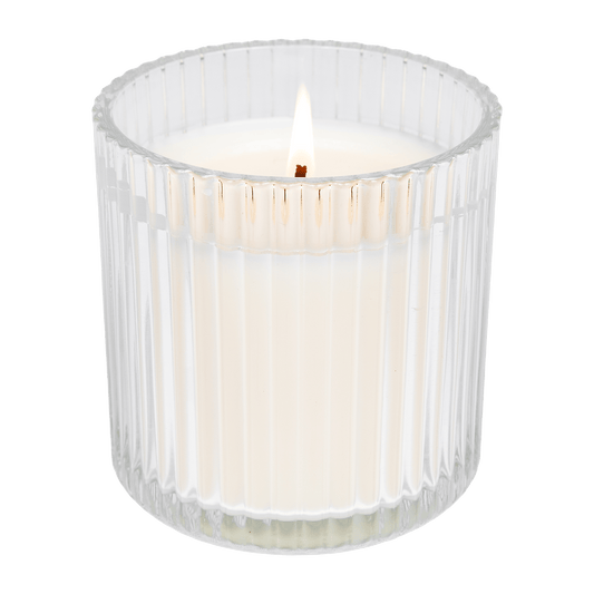 Christmas Fluted Soy Candle - Ribbed Glass Jar - 12 oz