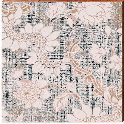 Boho Rug Pattern Light & Dark Floral | Wall Art Print on Real Wood