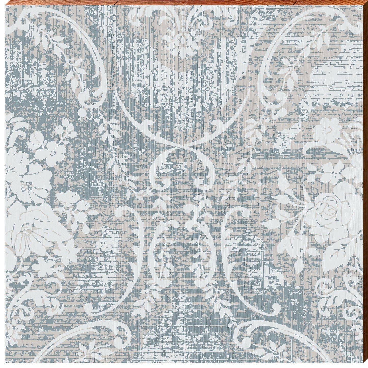 Boho Rug Pattern Light Grey Floral | Wall Art Print on Real Wood