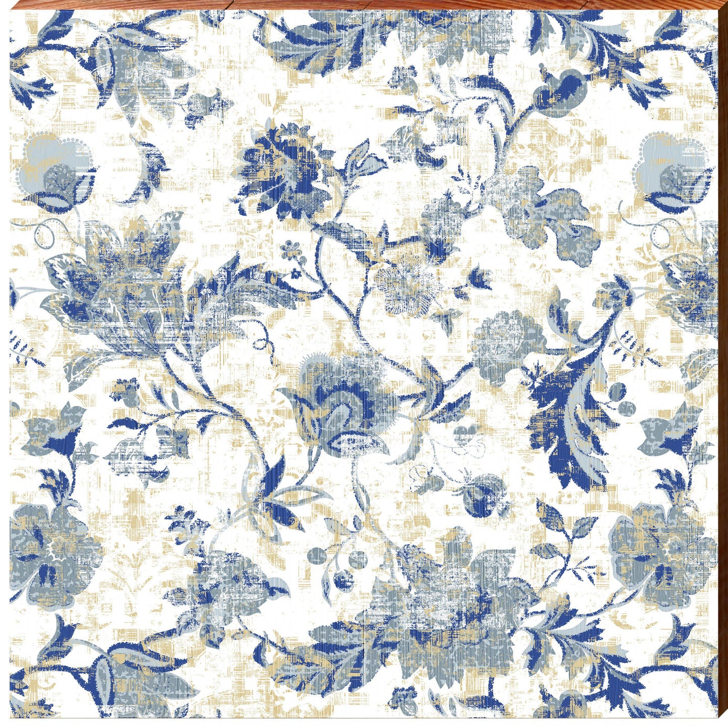 Boho Rug Pattern Teal Floral | Wall Art Print on Real Wood