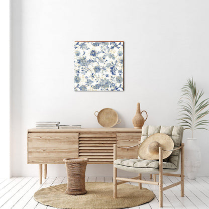 Boho Rug Pattern Teal Floral | Wall Art Print on Real Wood
