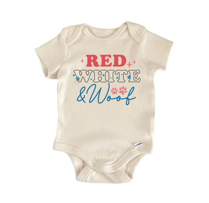 Red White & Woof Dog July Newborn Baby Onesie® Bodysuit