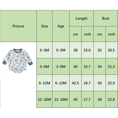 Baby Boys Fall Bodysuit Duck Print Long Sleeve Crewneck Jumpsuit Fall Spring