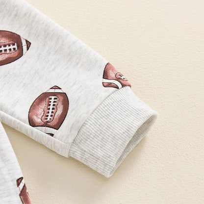 Baby Toddler Boys Girls 2Pcs Football Print Long Sleeve Round Neck Top Drawstring Pockets Pants Set