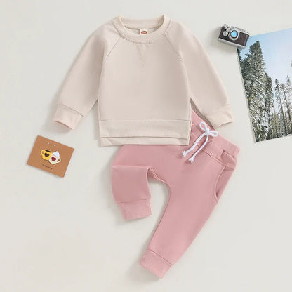 Baby Toddler Boy Girl 2Pcs Outfit Long Sleeve Crewneck Pullover Top Jogger Pant Set
