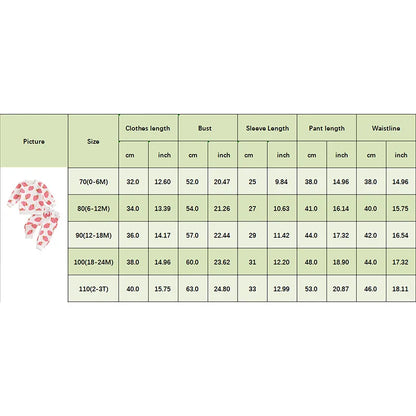 Baby Toddler Girls 2Pcs Fall Outfit Strawberry Print Long Sleeve Top and Elastic Pants Set