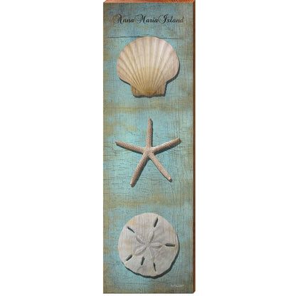 Anna Maria Island Triple Shell Vertical | Wall Art Print on Real Wood