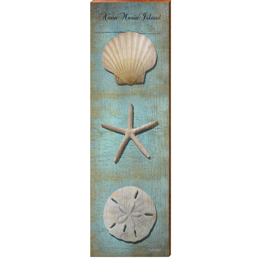 Anna Maria Island Triple Shell Vertical | Wall Art Print on Real Wood