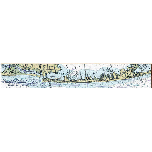 Fenwick Island, Delaware Navigational Chart Large Wall Art | Wall Art Print on Real Wood
