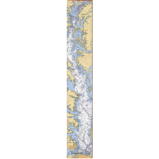 Chesapeake Bay NOAA Chart Map | Wall Art Print on Real Wood