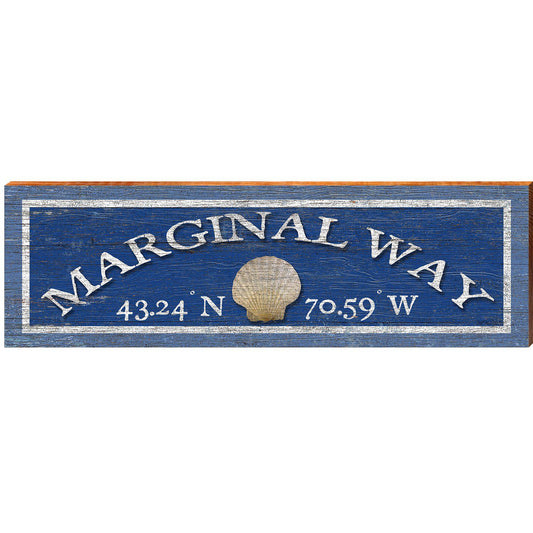 Marginal Way Shell Navy Latitude Longitude | Wall Art Print on Real Wood