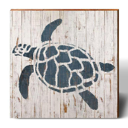 Minimalist Shabby Chic Sea Turtle | Wall Art Print on Real Wood