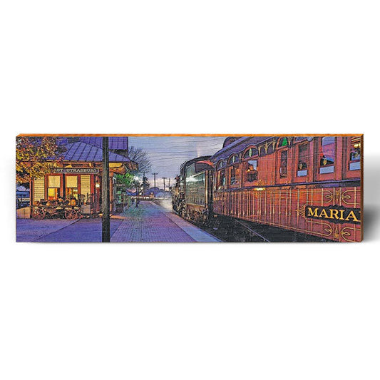 Strasburg Train at the Station | Wall Art Print on Real Wood