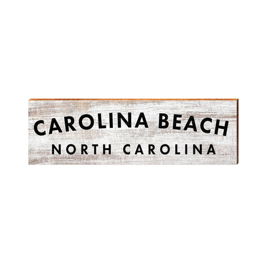 Carolina Beach, North Carolina Black and White Wooden Sign | Wall Art Print on Real Wood