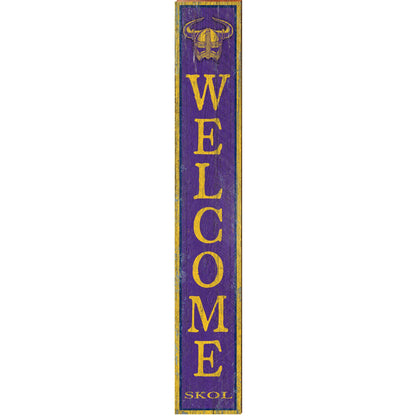 Welcome Skol Purple & Yellow Sign | Wall Art Print on Real Wood