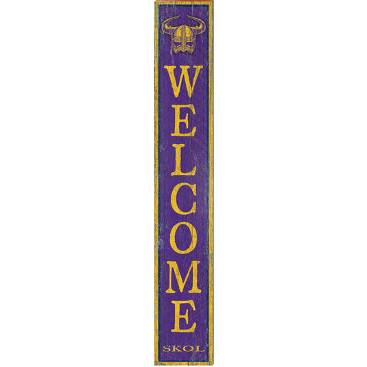 Welcome Skol Purple & Yellow Sign | Wall Art Print on Real Wood