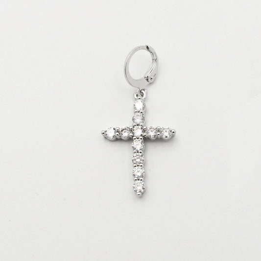 Silver Crystal Cross Charm CH-333