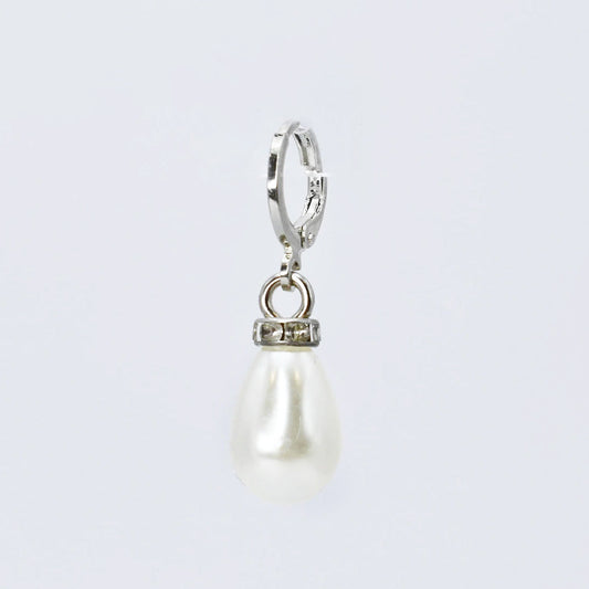Single Pearl Drop Silver Charm