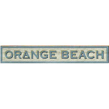 Orange Beach Coastal Blue Sign | Wall Art Print on Real Wood
