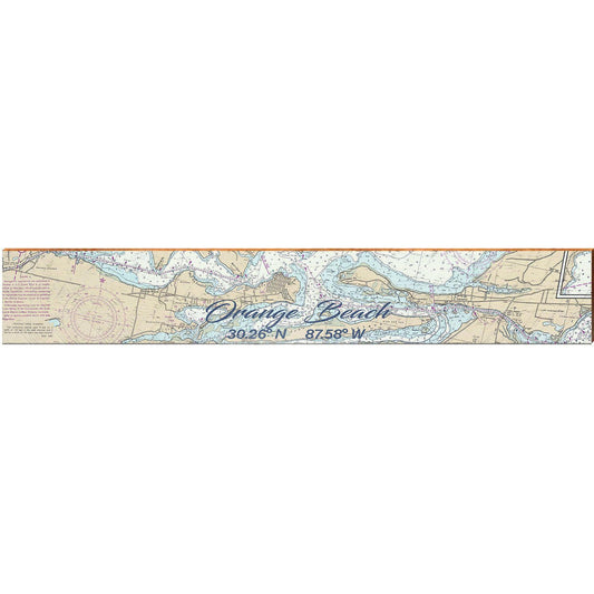 Orange Beach, Alabama Map Latitude Longitude Wooden Sign | Wall Art Print on Real Wood