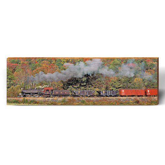 Fall Foliage Steam Train | Wall Art Print on Real Wood