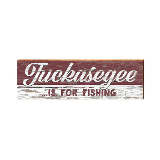Tuckasegee is For Fishing Red | Wall Art Print on Real Wood