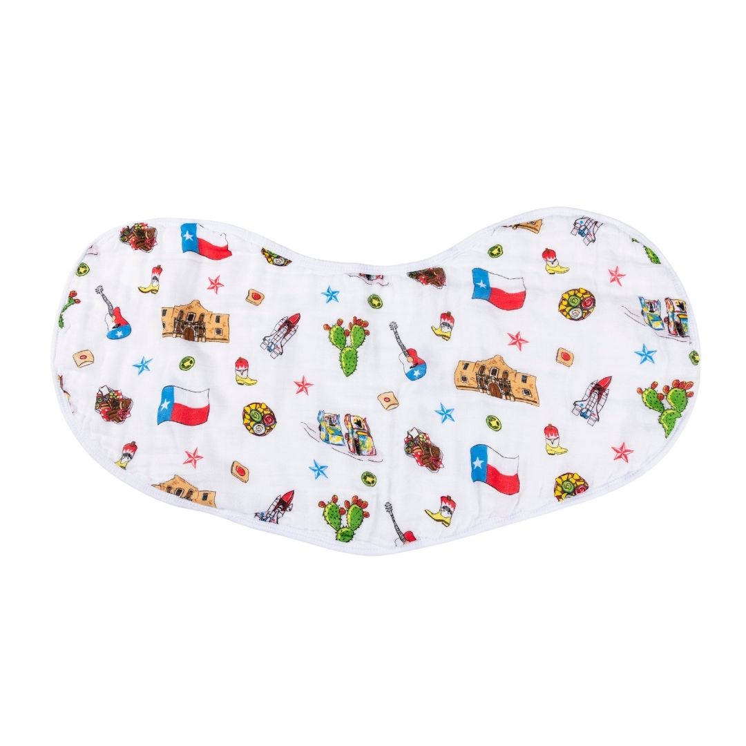 Gift Set: Texas Baby Unisex Muslin Swaddle Blanket and Burp Cloth/Bib Combo Hospital Coming Home Essential