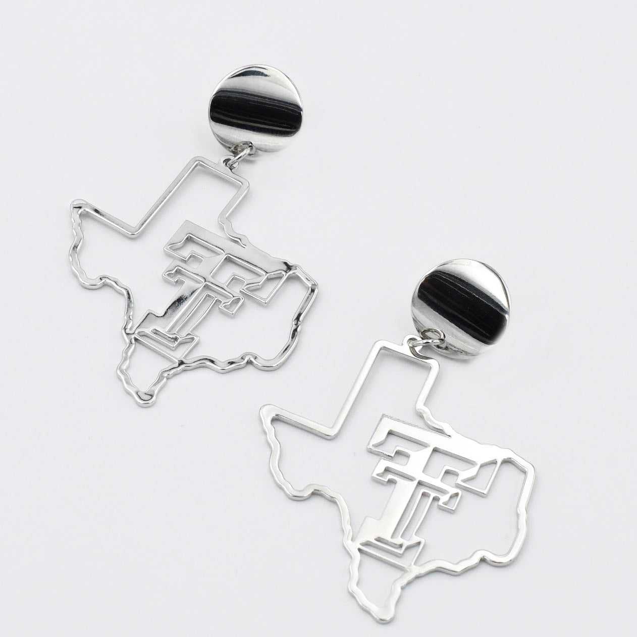 Texas Tech Map Earrings Silver T29