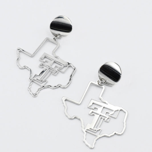 Texas Tech Map Earrings Silver T29