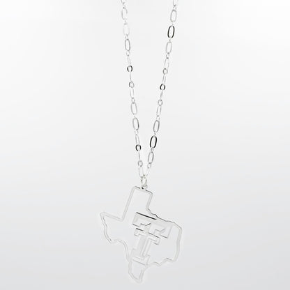 Texas Tech Map Necklace Silver T33