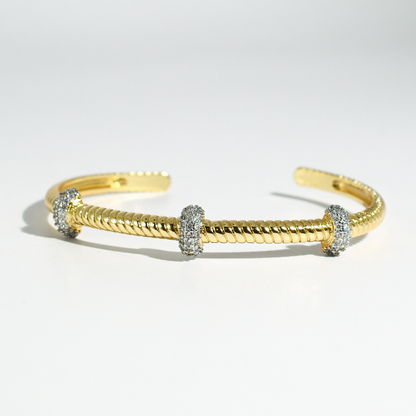 Textured Gold & Silver Bangle
