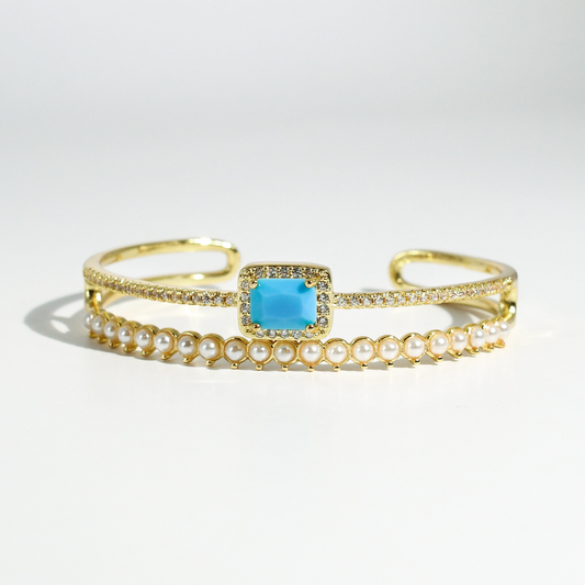 Turquoise Pearl Mirage Cuff