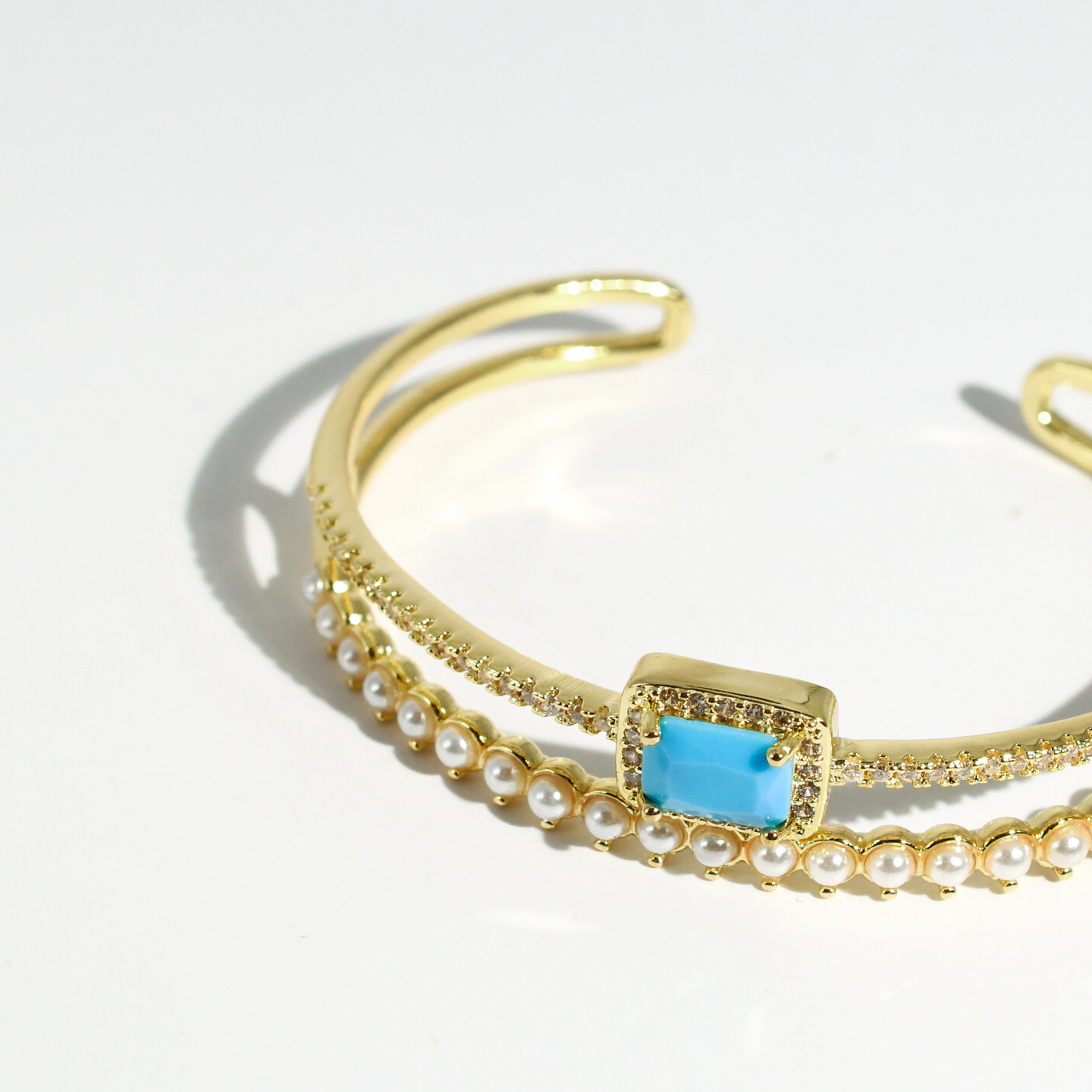 Turquoise Pearl Mirage Cuff