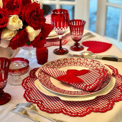 Red: Velvet Bow Napkin Ties - (Set of 4)