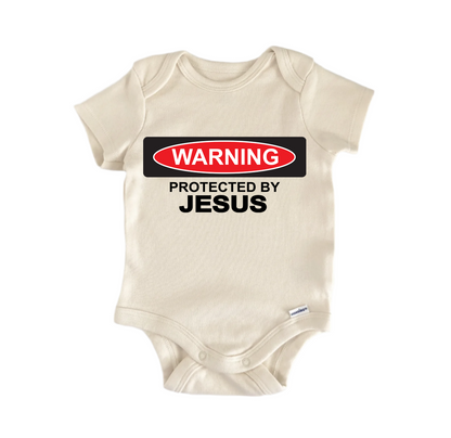Warning Protected Jesus Newborn Baby Onesie® Bodysuit