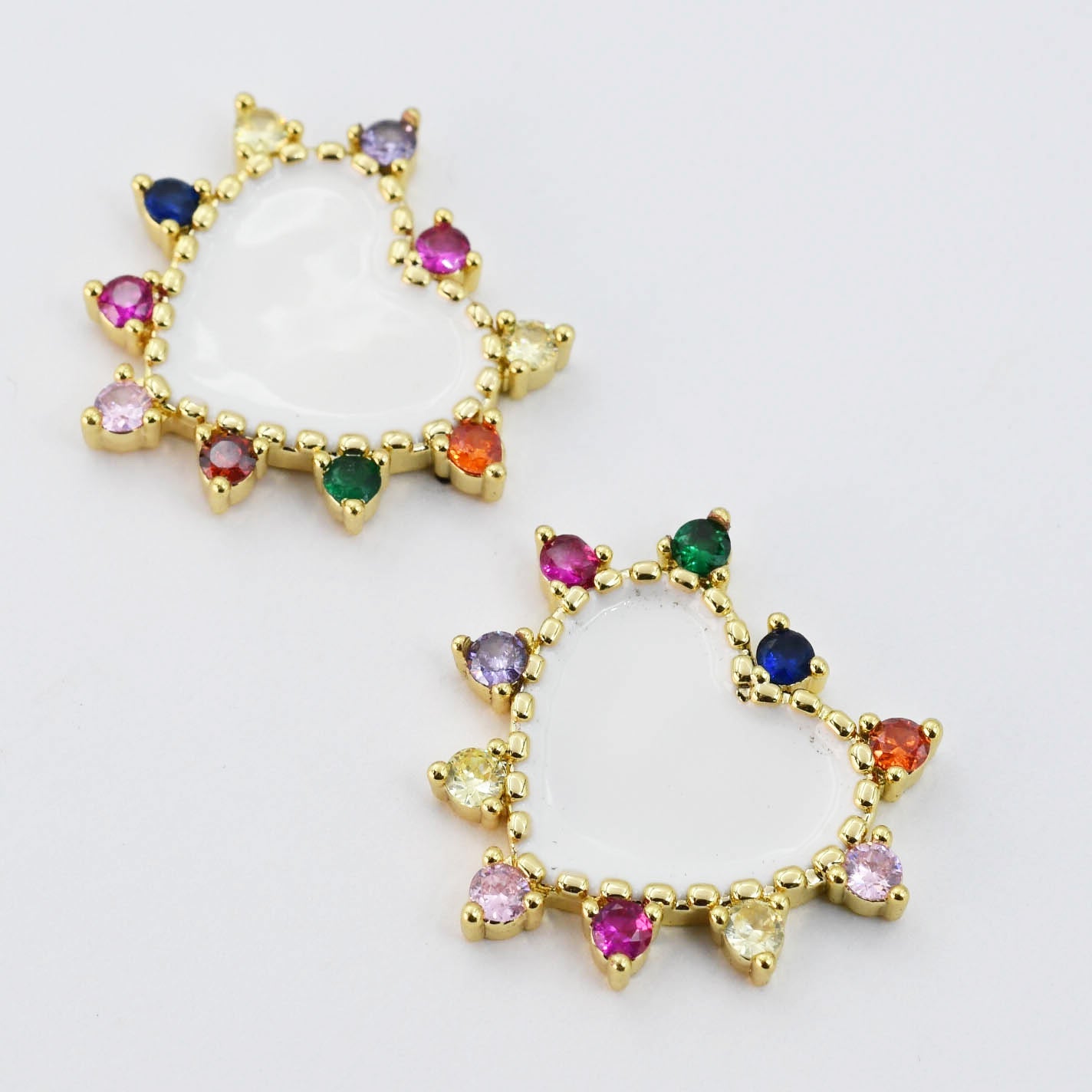 White Heart Multi Stone Enamel