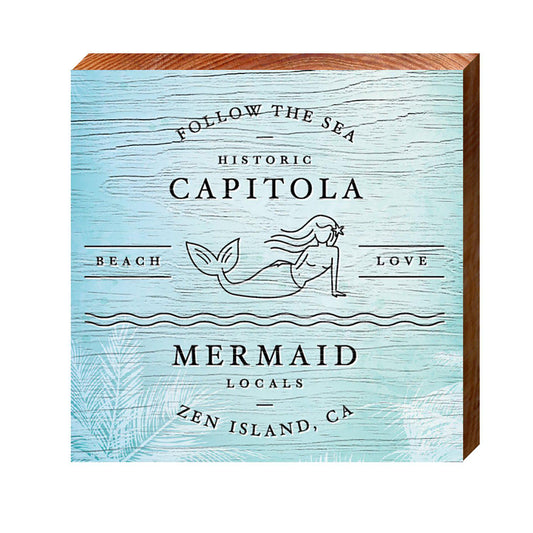 Ocean Love Word Collage | Wall Art Print on Real Wood