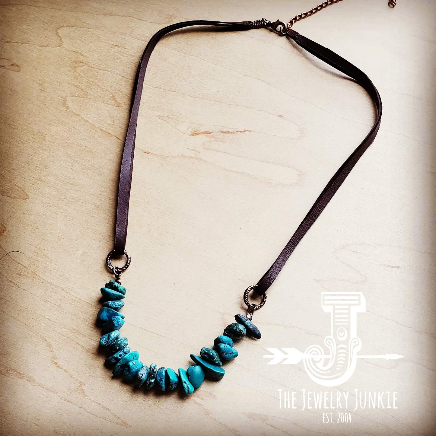 Natural Turquoise Leather Cord Necklace 250v