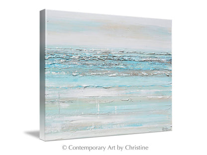 "Serene" GICLÉE PRINT Art Abstract Light Aqua Blue Painting White Grey Coastal Decor Wall Art