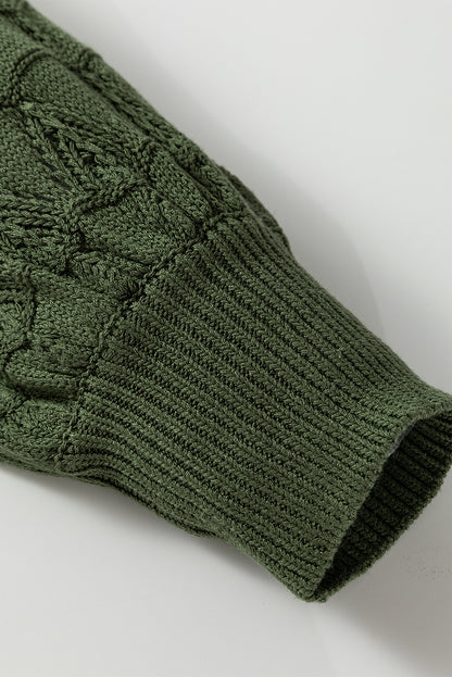 Green Lightweight Buttoned Front Crochet Cardigan