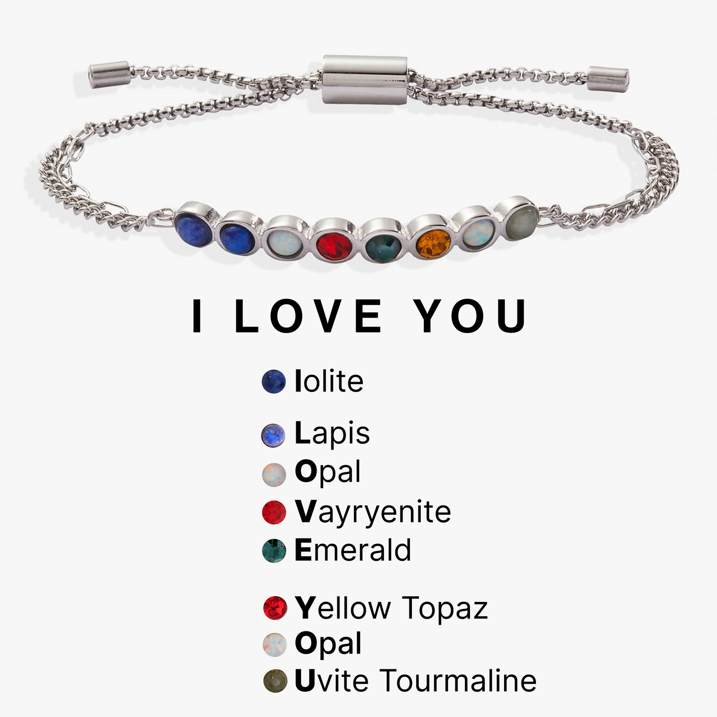 'I Love You' Hidden Message Acrostic Bolo Bracelet